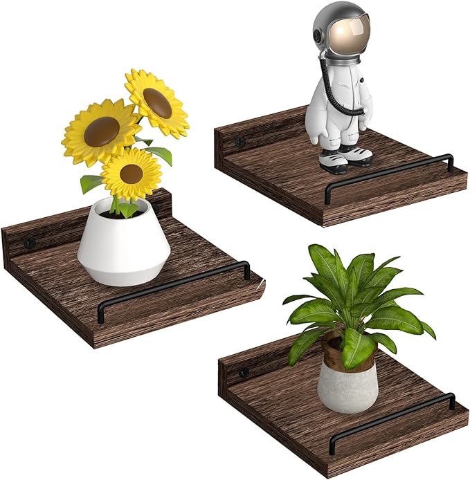 RYOFOBETTO Small Floating Shelf, 6X6 Inches Farmhouse Wall Shelves