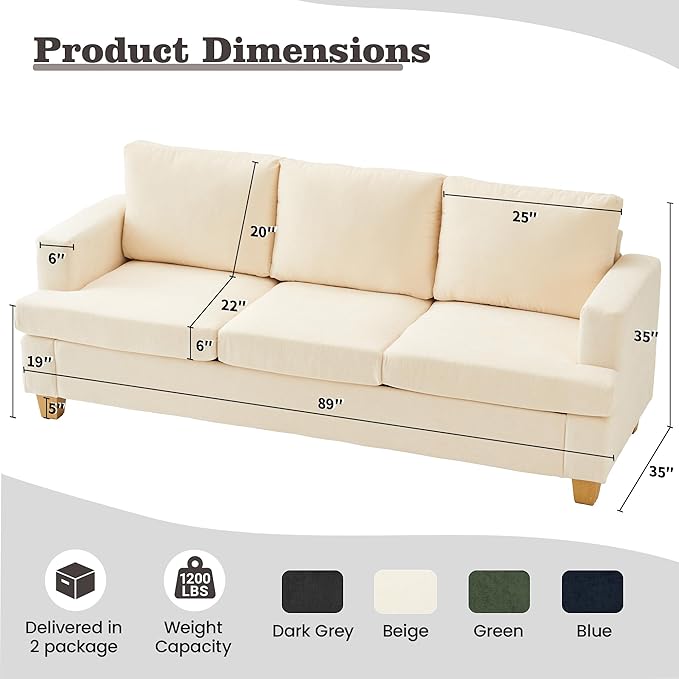 Apicizon Cloud Couches Living Room Furniture Sets, 3 Seater Sofa & 3 Seater Sofa
