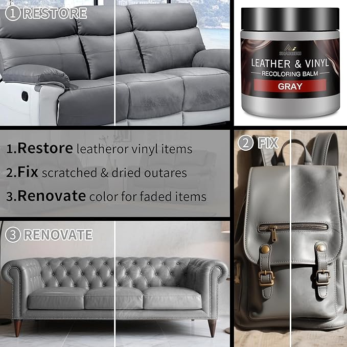 Leather Recoloring Balm with 100ml Mink Oil, Car Seats, Dye & Restorer