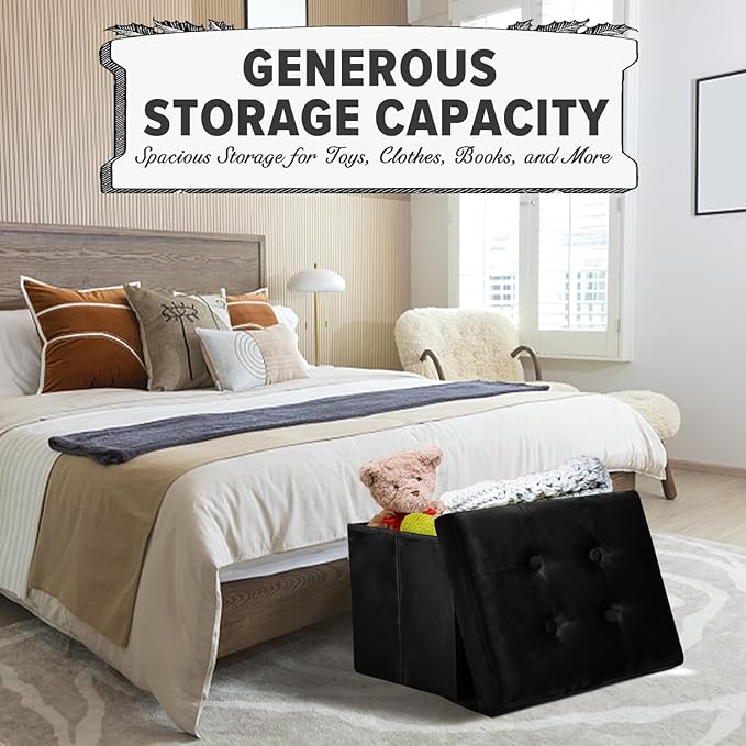 LINMAGCO Storage Ottoman Folding Foot Stool Foot Rest