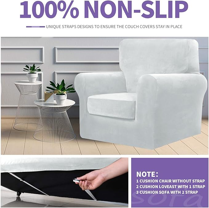 ZNSAYOTX Luxury Velvet Couch Cover 4 Piece Stretch Sofa Covers