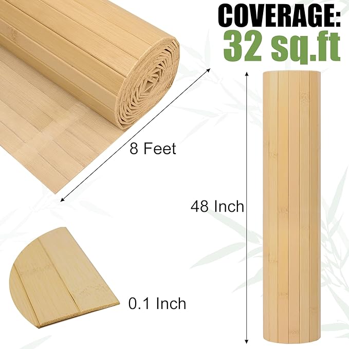 2 Pack Bamboo Wall Panel for Interior Wall Decor, Renewable Pole Wrap