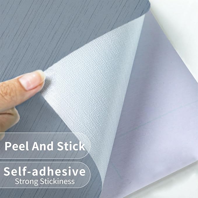 Grasscloth Peel and Stick Wallpaper Grey Blue 15.74" X 118.11" Fabric Textured