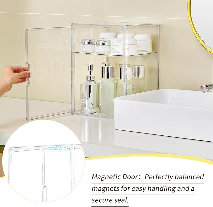 Acrylic Display Case, 2 Tier Clear Plastic Stackable Storage Bins