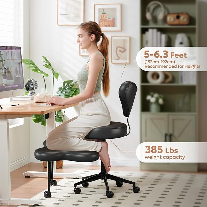 Pinmoco Ergonomic Cross Legged Chair, 360° Swivel Meditation Chair