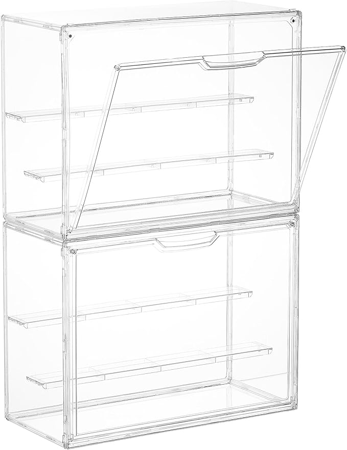 Vtopmart 2 Pack Acrylic Display Case, Stackable Figure Display Case