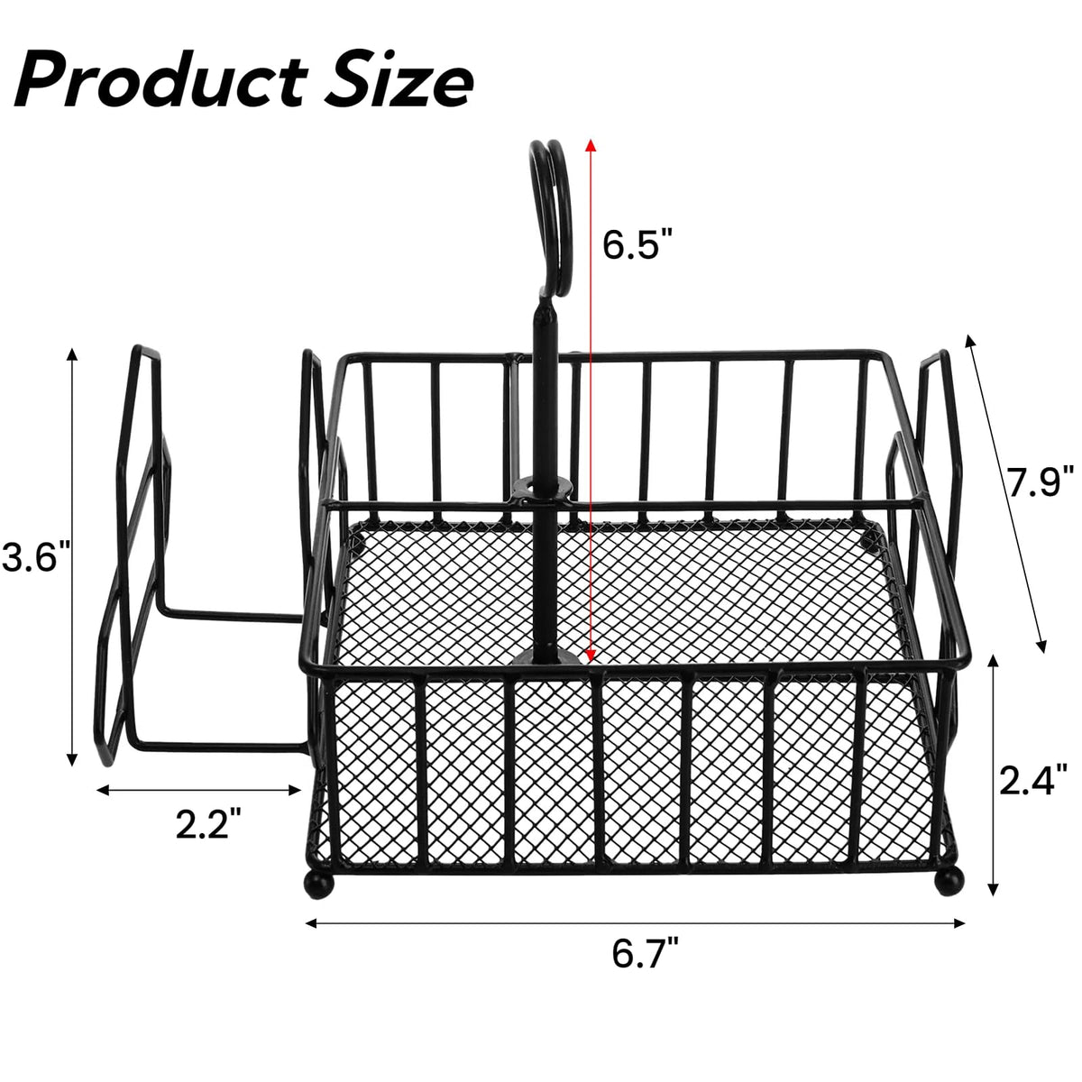 ZOOFOX Metal Napkin Holder with Salt and Pepper Shakers, 2-in-1 Condiment Holder for Table, 4 Compartment Restaurant Wrought Iron Condiment Rack for Party, Camping, Picnic