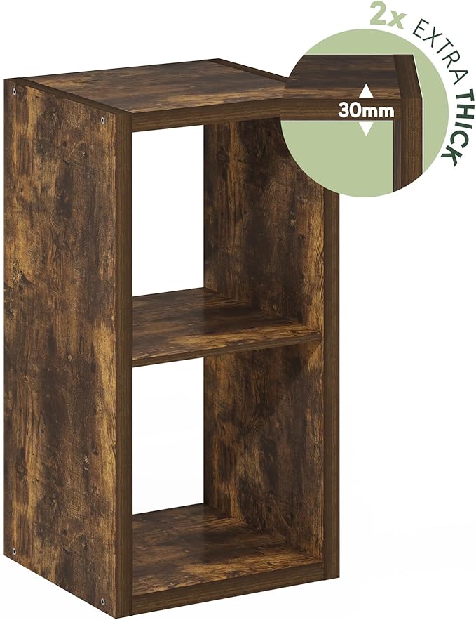 Furinno Cubicle Book Shelf, 2-Cube Bookshelf, Extra Thick Frame Horizontally &