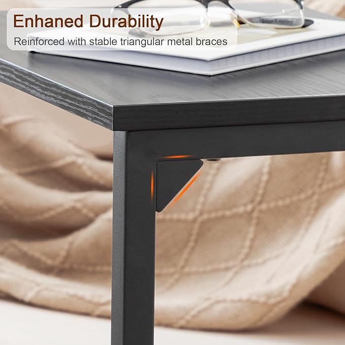 AMHANCIBLE C Shaped End Tables Set of 2, Couch Side Tables that Slide Under Sofa