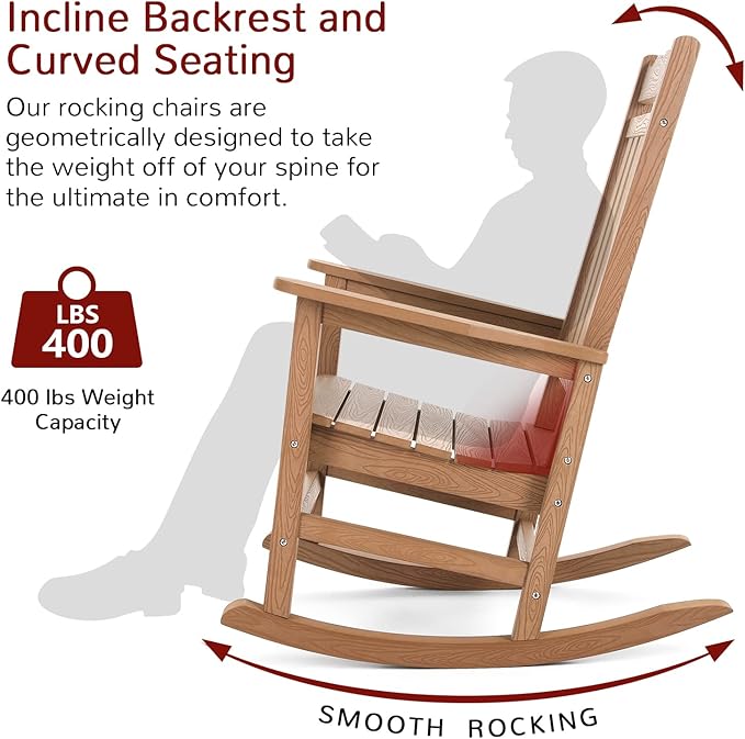 Stoog Patio Rocking Chairs Set of 2, All-Weather Outdoor & Indoor Porch Rocker