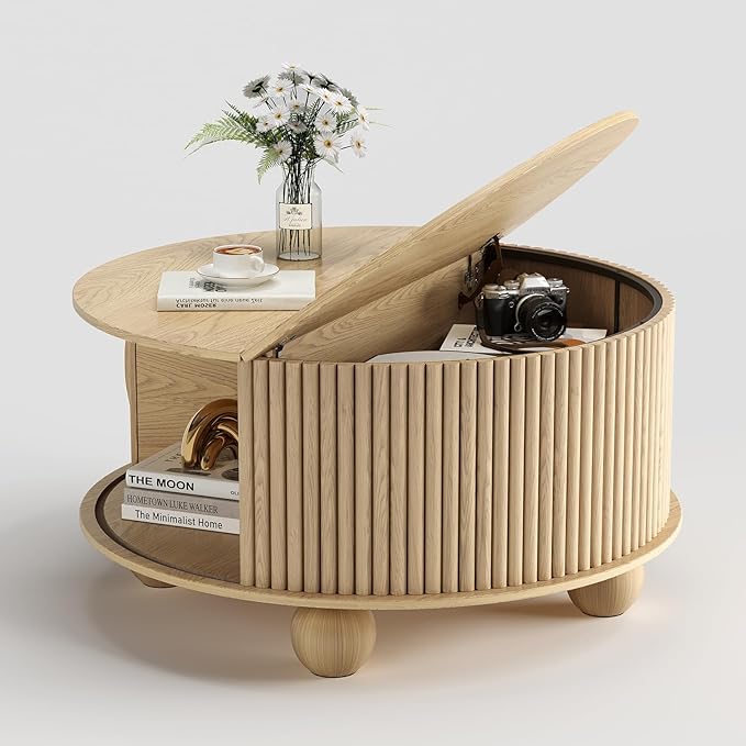 SULIVES Round Coffee Table