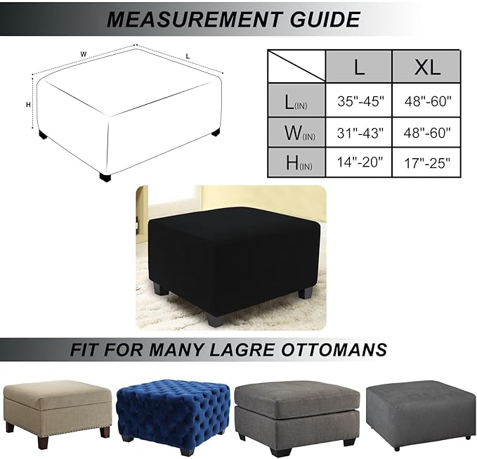 NeColorLife Stretch Ottoman Cover Square Oversized Soft Knitted Jacquard Thick