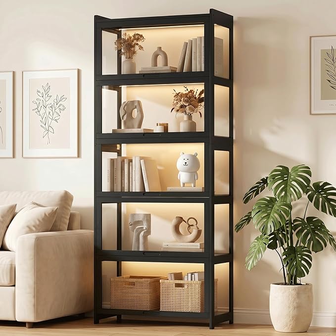Magshion Display Cabinet with Acrylic Doors, 5-Tier Curio Cabinet