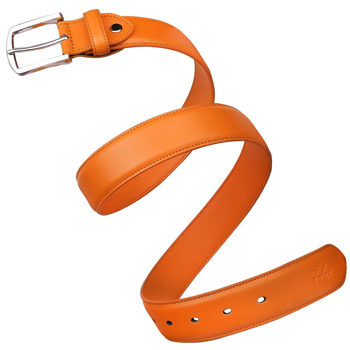 Falari Men Genuine Leather Casual Dress Belt With Single Prong Buckle 9028-ORG-34