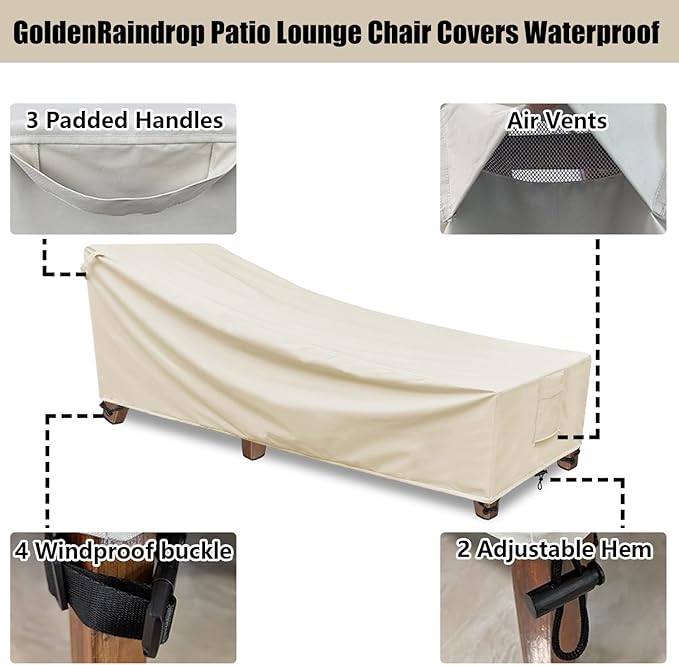 Outdoor Lounge Chair Covers Waterproof Patio Chaise Lounge Covers 600D