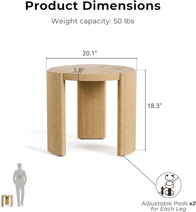 Furniture of America Carys Modern Solid Wood 20-inch Round End Table