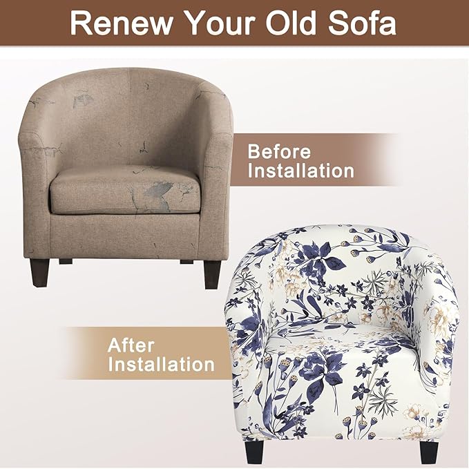 SearchI Club Chair Slipcover Stretch Barrel Chair Covers Printed Tub Chair
