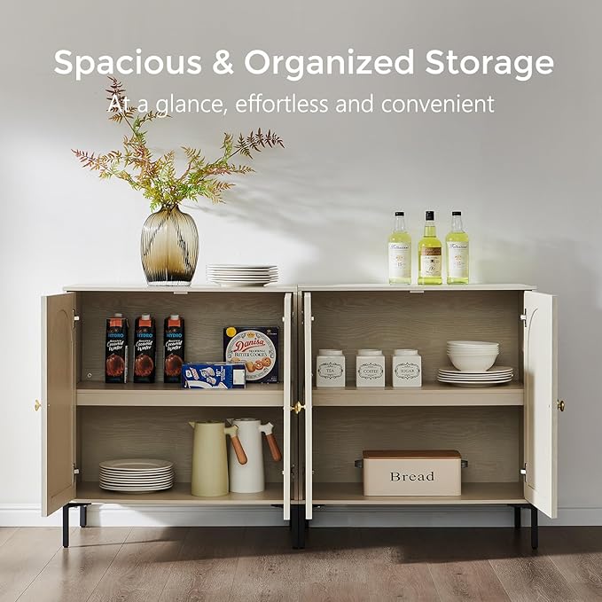 IFBUY Modern Sideboard Buffet Cabinet, 92.63" W Fluted Arched Buffet Cabinet