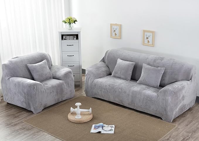 vctops 1-Piece Velvet Plush Stretch Chair Sofa Slipcover Soft Fuzzy Fluffy
