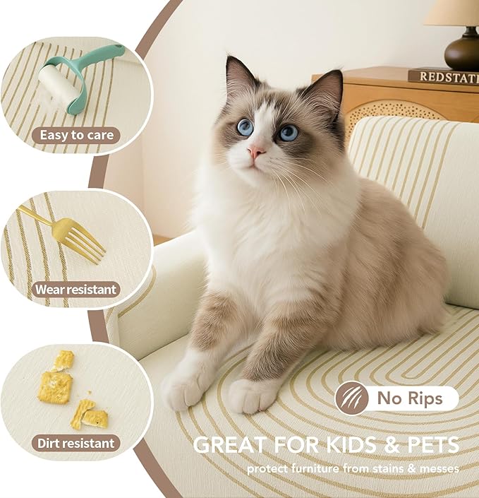 Boho Sofa Covers for 3 Cushion Couch, Chenille Sofa Slipcover for Pets Washable