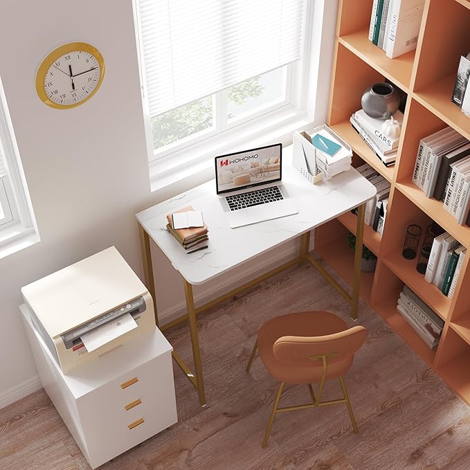 WOHOMO Folding Desk, Small Writing Desk 39.4", Space-Saving Foldable Laptop