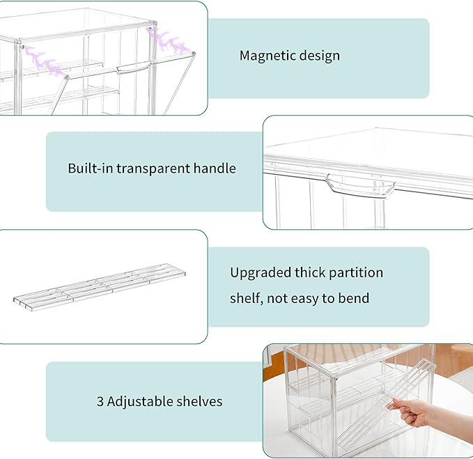 Attelite Acrylic Display Case, Upgrade 4 Tiers Clear Display Case