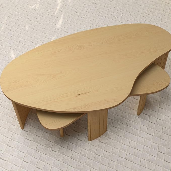Nesting Coffee Tables Set of 2 – Cloud/Mango Shaped Ash Veneer Top