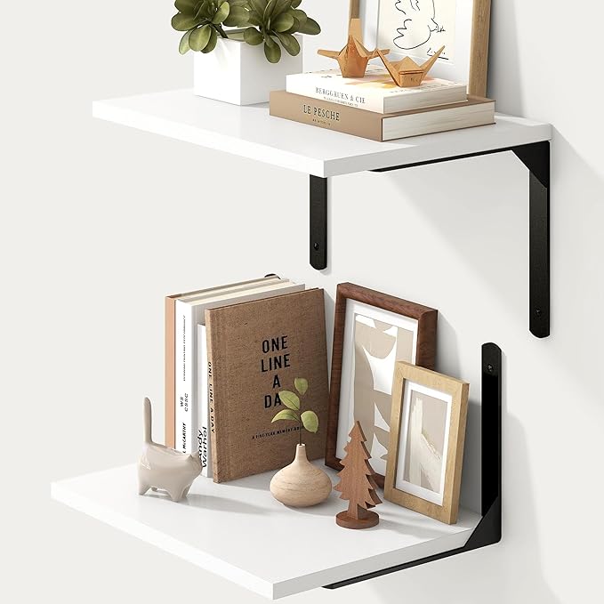 Fun Memories Floating Shelves for Wall, 12 Inch Deep Floating Shelves Set of 2