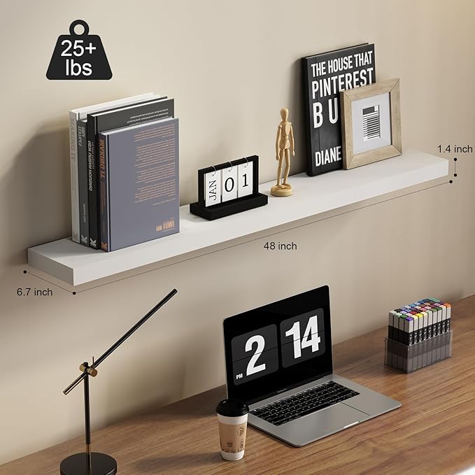 SAUMONIERES 48 Inch Floating Wall Shelves