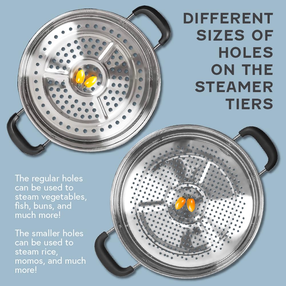 Concord 30 CM Stainless Steel 3 Tier Steamer Pot Steaming Cookware - Triply Bottom