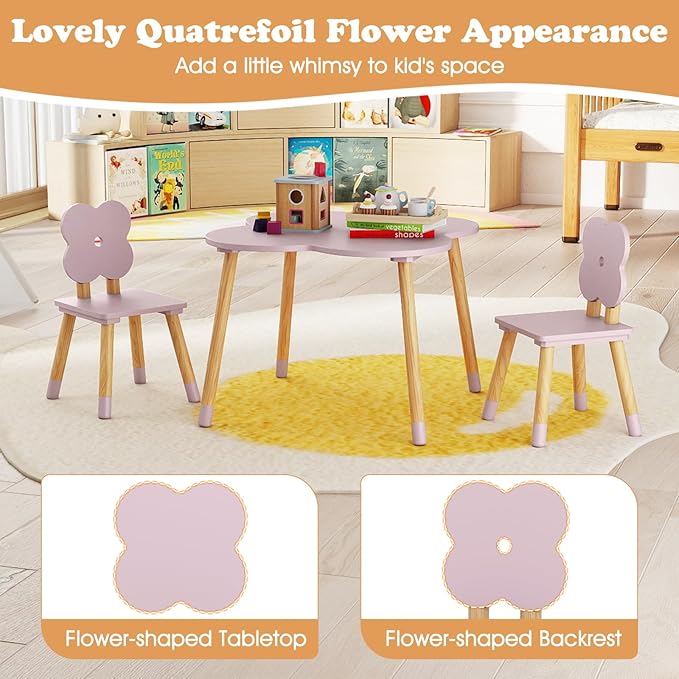 Costzon Kids Table and Chairs, Wooden Toddler Desk Set