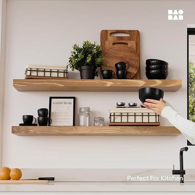 BAOBAB WORKSHOP Natural Wood Floating Shelves