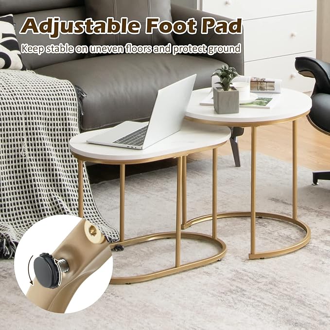 Giantex Modern Nesting Coffee Table Set of 2, Coffee Table & End Table Sets