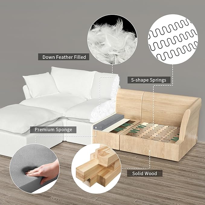 2 Seat with Ottoman L Shape Modular Sectional Couch Sofa