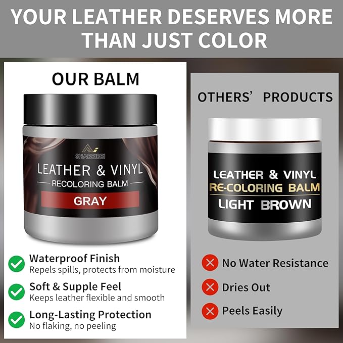 Leather Recoloring Balm with 100ml Mink Oil, Car Seats, Dye & Restorer