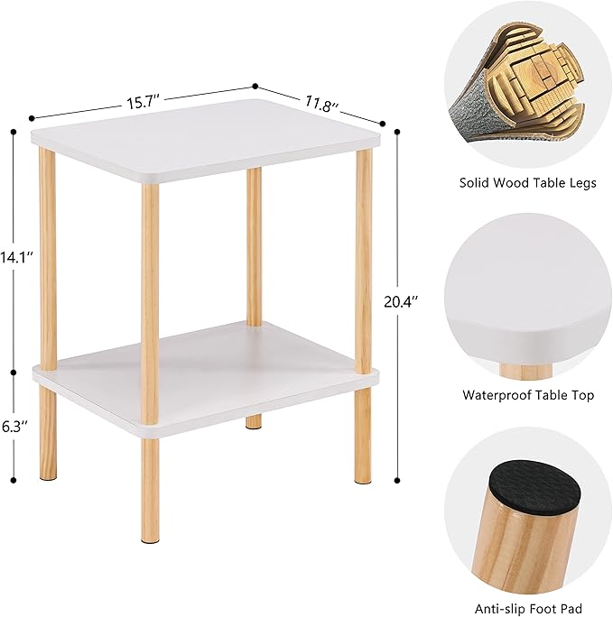 Apicizon 2 Tier End Table Set of 2, Small Side Table