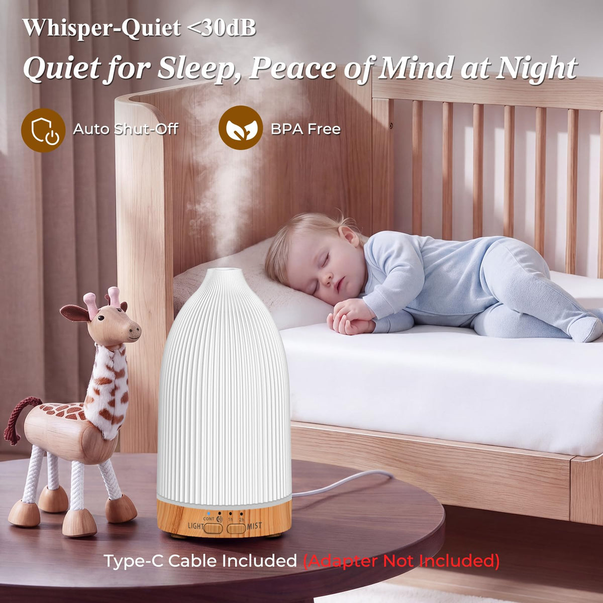 URPOWER 150ML Essential Oil Diffusers for Home, Ultrasonic Aromatherapy Diffuser with 7 Color Changing Lights, Timer & Auto Shut-Off, Scent Diffuser for Bedroom, Office, Yoga