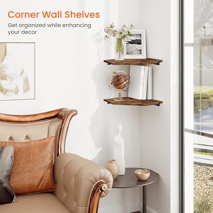 Homode Corner Shelf Wall Mount, Cable Box, Game Console, Storage