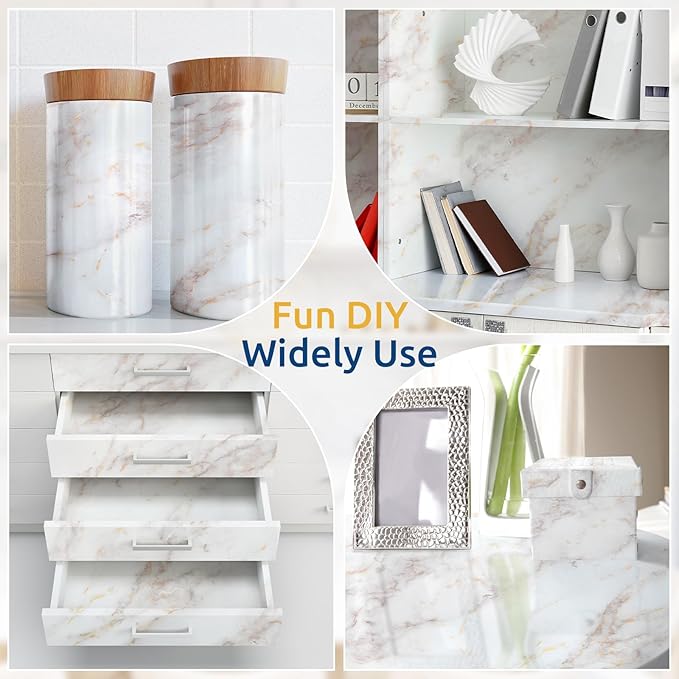 rabbitgoo Glossy Marble Contact Paper Peel and Stick Wallpaper 35.4" x 78.7"
