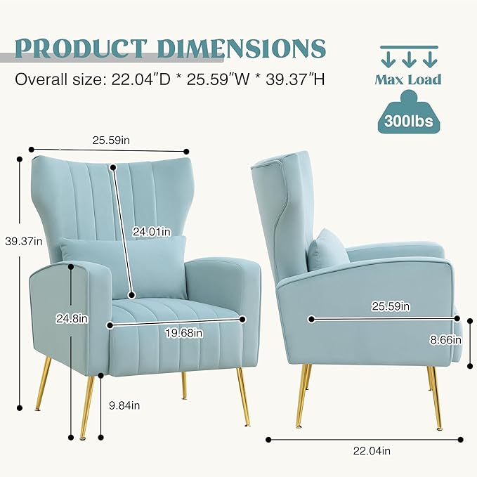 Modern Accent Chair Upholstered Living Room Chair, High Back Arm Chair