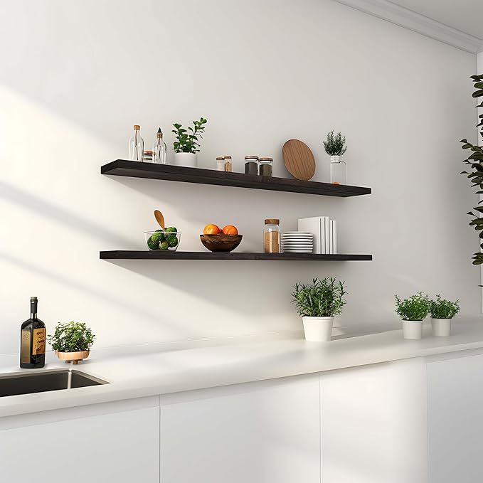 YYWUOJJ Wood Floating Shelves for Wall Decor, Rustic Wall Shelves for Bedroom