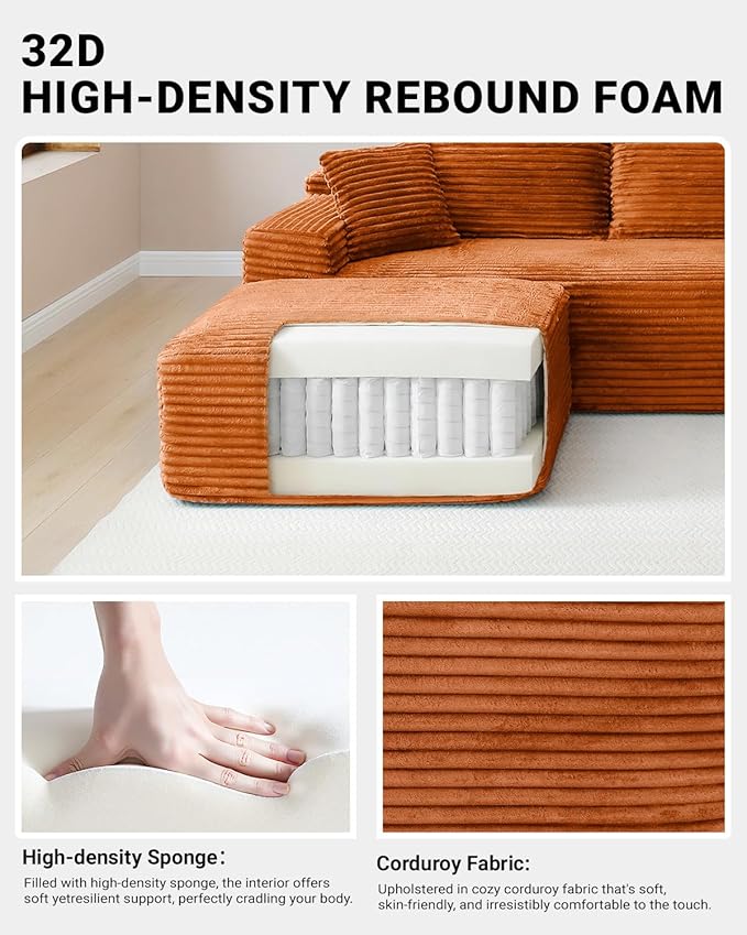 Cloud Sectional Couch, Corduroy Boneless Couches