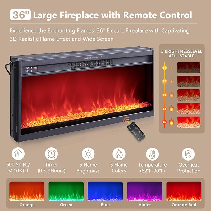 IFGET 70" Fluted Fireplace TV Stand