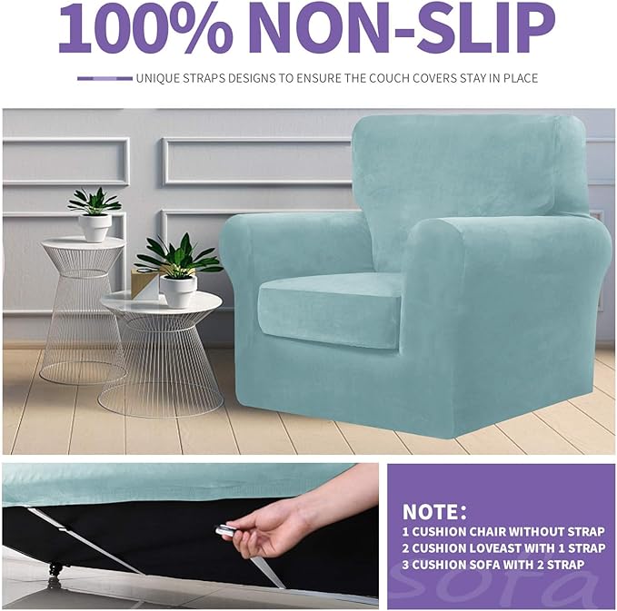 ZNSAYOTX Oversized Velvet Couch Cover 4 Piece Stretch Sofa Covers