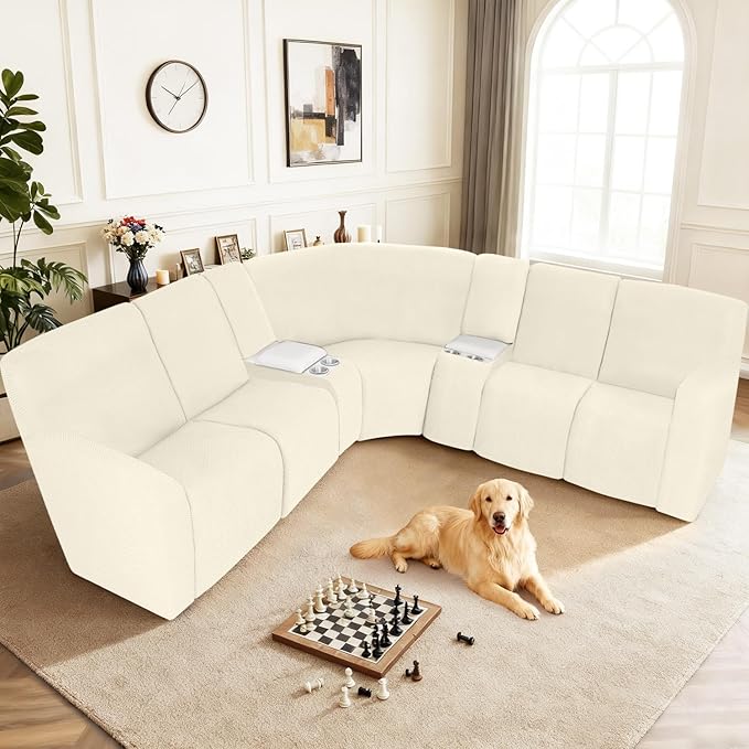 ALIECOM 100% Waterproof Recliner Sectional Couch Covers L Shape Stretch Corner