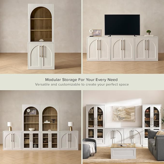 mopio Blake Tall Display Cabinet, Kitchen Buffet Pantry Cupboard, Trophy