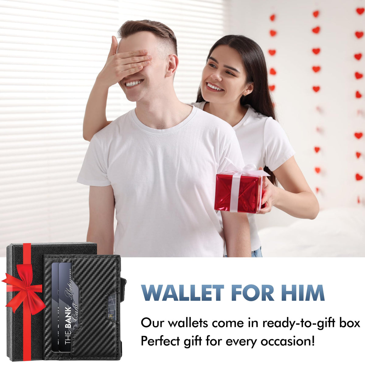 Vandz Wallet for Men, Minimalist Slim Wallet, Smart Pop Up Case RFID Blocking Bifold Wallet Credit Card Holder with Money Clip (Carbon Fiber Black)
