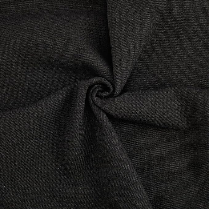 59 Inch Black Linen Cotton Canvas Embroidery Fabric by The Yard Solid Color