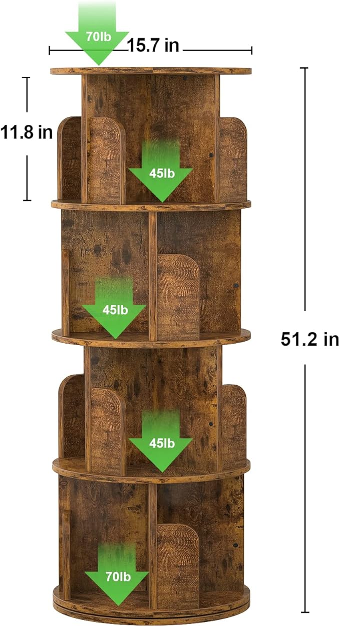 Aheaplus Rotating Bookshelf, Small Corner Bookshelf