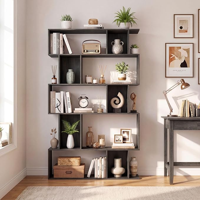 Giantex 5-Tier Bookshelf, 10-Cube Geometric Book Case